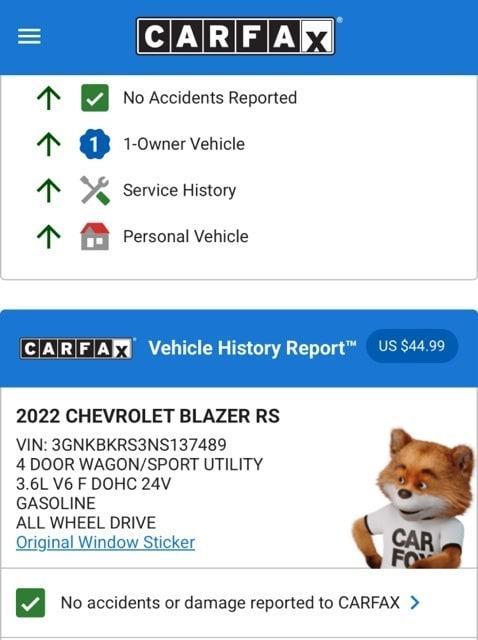 used 2022 Chevrolet Blazer car, priced at $30,974