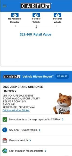 used 2020 Jeep Grand Cherokee car, priced at $27,974
