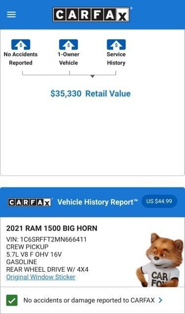 used 2021 Ram 1500 car, priced at $31,974