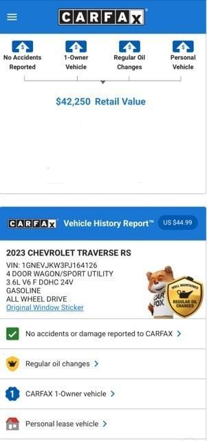 used 2023 Chevrolet Traverse car, priced at $41,974