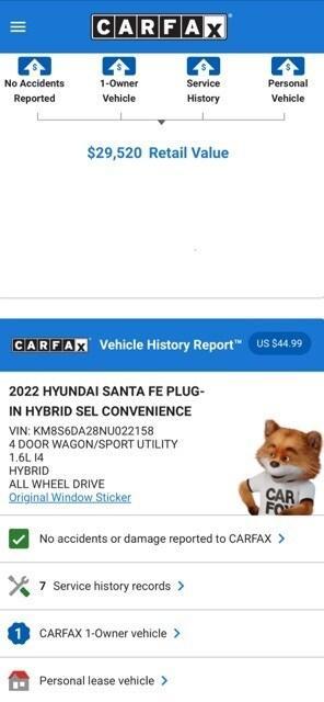 used 2022 Hyundai Santa Fe Plug-In Hybrid car, priced at $28,974