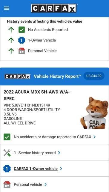 used 2022 Acura MDX car, priced at $40,474