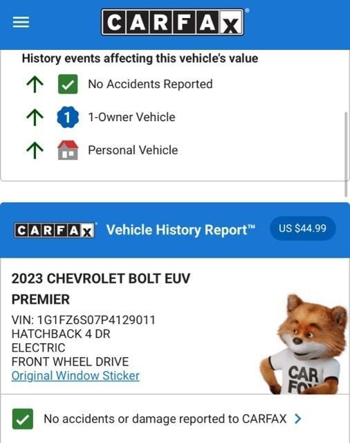 used 2023 Chevrolet Bolt EUV car, priced at $19,974