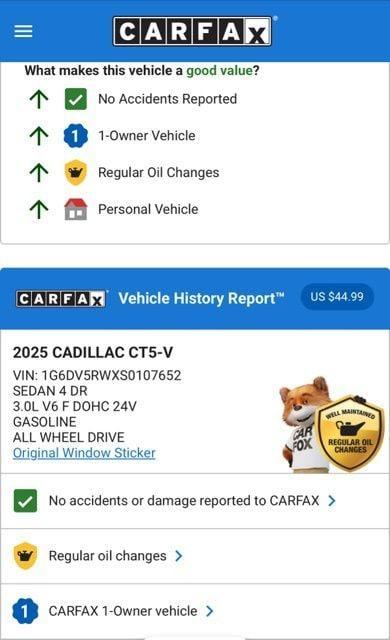 used 2025 Cadillac CT5-V car, priced at $57,974