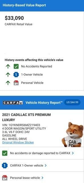 used 2021 Cadillac XT5 car, priced at $29,974