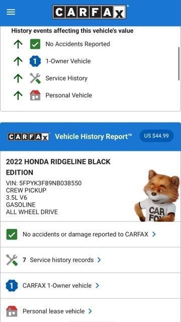 used 2022 Honda Ridgeline car, priced at $33,854