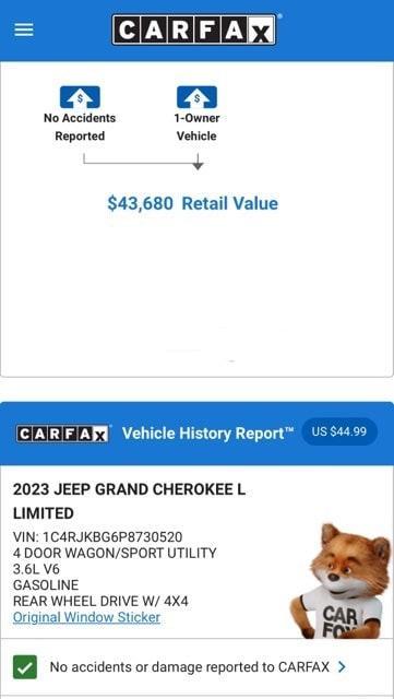 used 2023 Jeep Grand Cherokee L car, priced at $41,974