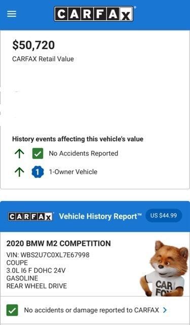 used 2020 BMW M2 car, priced at $48,974