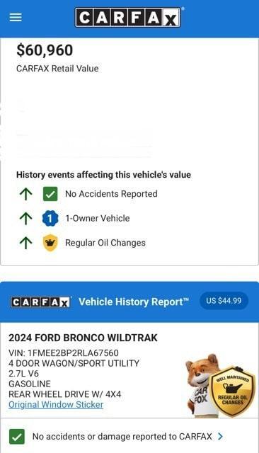 used 2024 Ford Bronco car, priced at $57,794