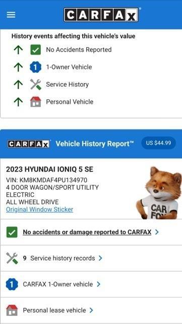 used 2023 Hyundai IONIQ 5 car, priced at $26,574