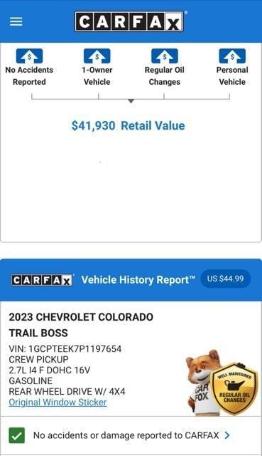 used 2023 Chevrolet Colorado car, priced at $41,574