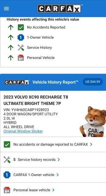 used 2023 Volvo XC90 Recharge Plug-In Hybrid car, priced at $46,974