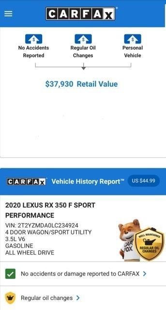 used 2020 Lexus RX 350 car, priced at $35,974