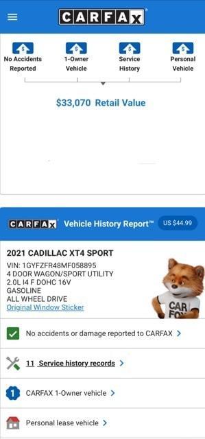 used 2021 Cadillac XT4 car, priced at $30,754