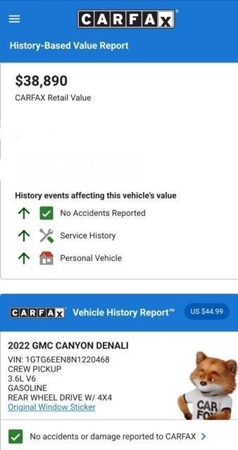 used 2022 GMC Canyon car, priced at $35,574