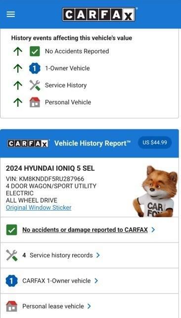 used 2024 Hyundai IONIQ 5 car, priced at $26,974