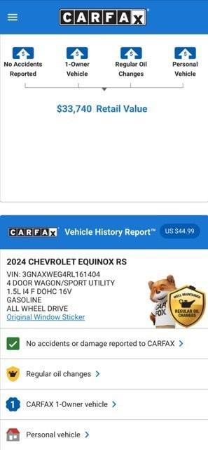 used 2024 Chevrolet Equinox car, priced at $28,574