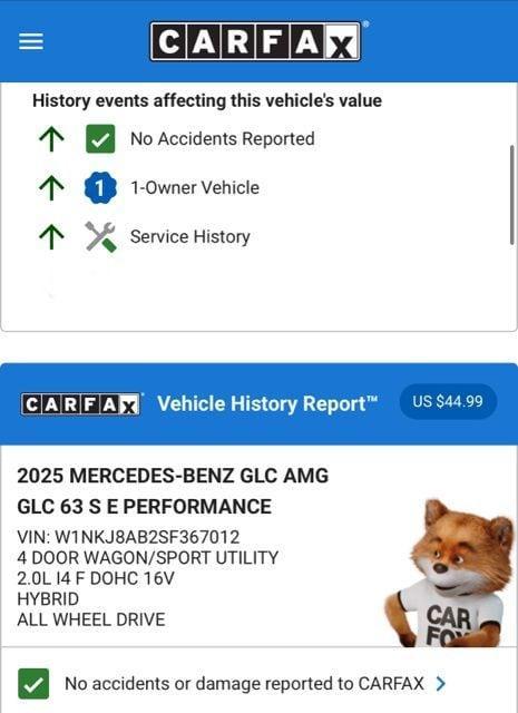 used 2025 Mercedes-Benz AMG GLC 63 car, priced at $82,974