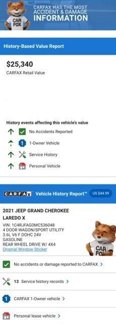 used 2021 Jeep Grand Cherokee car, priced at $21,974