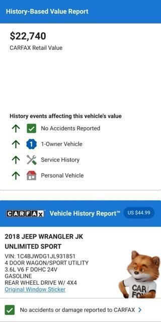 used 2018 Jeep Wrangler JK Unlimited car, priced at $21,754