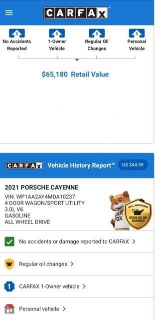 used 2021 Porsche Cayenne car, priced at $61,574