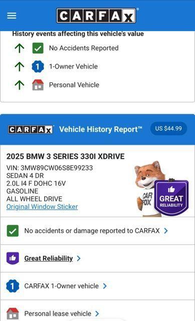 used 2025 BMW 330 car, priced at $44,574