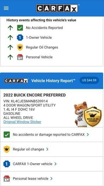 used 2022 Buick Encore car, priced at $17,574