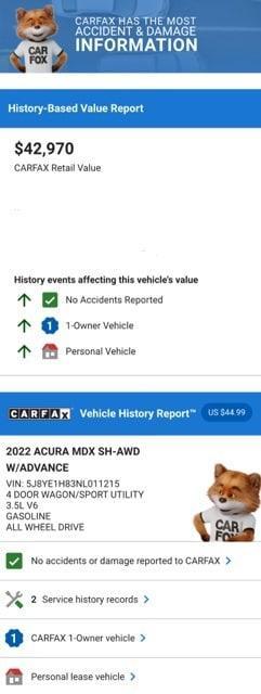 used 2022 Acura MDX car, priced at $39,974