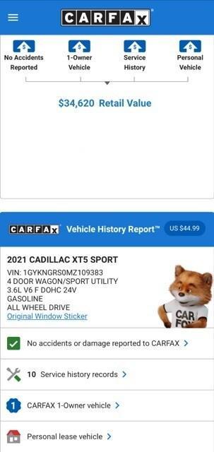 used 2021 Cadillac XT5 car, priced at $31,574