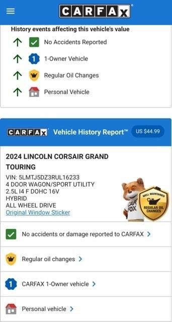 used 2024 Lincoln Corsair car, priced at $47,974