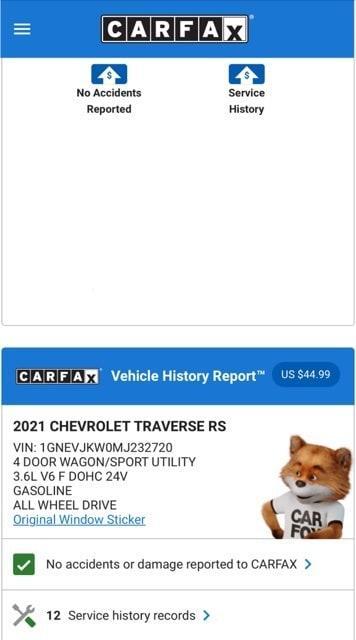 used 2021 Chevrolet Traverse car, priced at $32,974