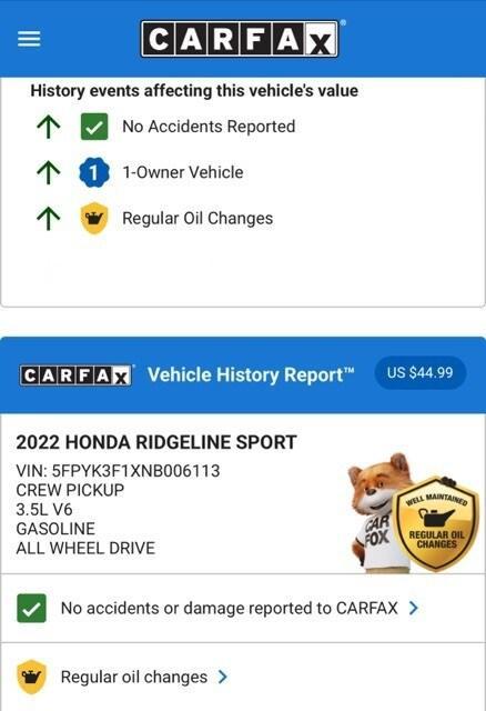used 2022 Honda Ridgeline car, priced at $30,974