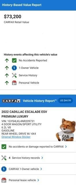 used 2022 Cadillac Escalade ESV car, priced at $71,974