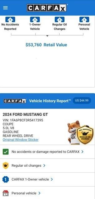 used 2024 Ford Mustang car, priced at $43,974