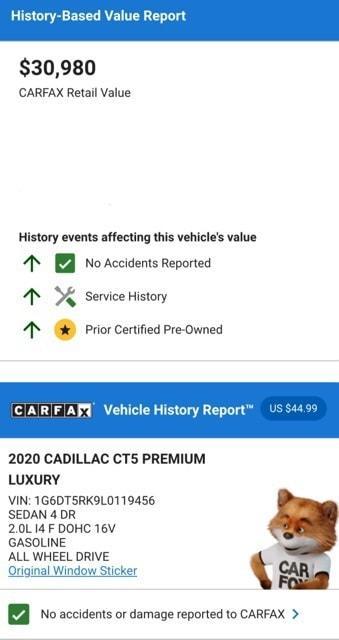 used 2020 Cadillac CT5 car, priced at $28,494