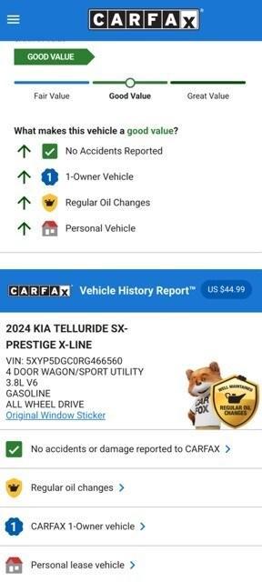 used 2024 Kia Telluride car, priced at $48,494