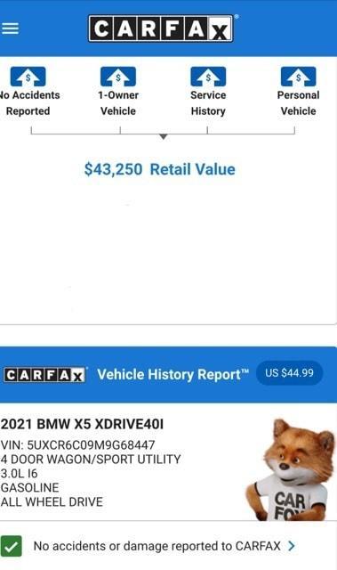 used 2021 BMW X5 car, priced at $38,574