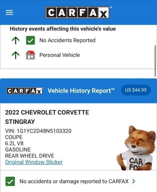 used 2022 Chevrolet Corvette car, priced at $72,974