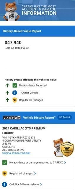 used 2024 Cadillac XT5 car, priced at $46,974