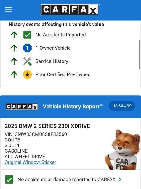 used 2025 BMW 230 car, priced at $41,574