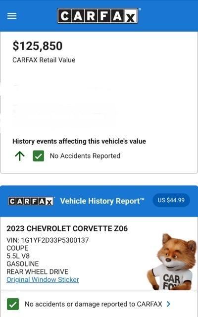 used 2023 Chevrolet Corvette car, priced at $110,494