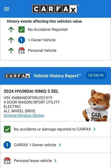 used 2024 Hyundai IONIQ 5 car, priced at $26,974