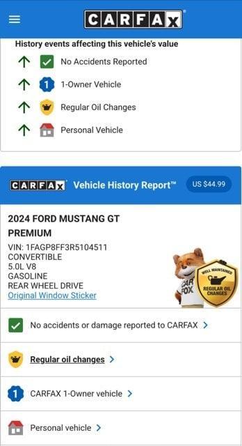 used 2024 Ford Mustang car, priced at $49,874