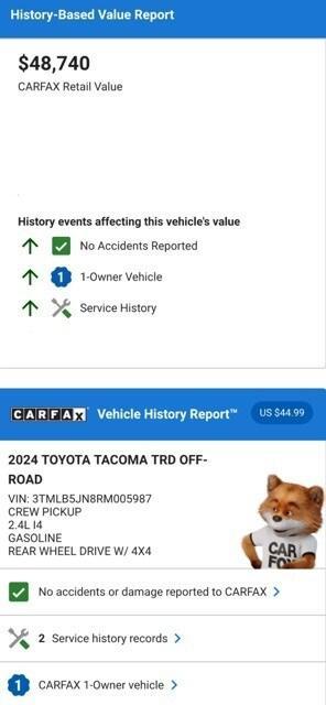 used 2024 Toyota Tacoma car, priced at $41,974