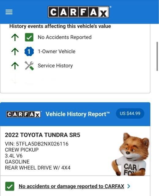 used 2022 Toyota Tundra car, priced at $45,974