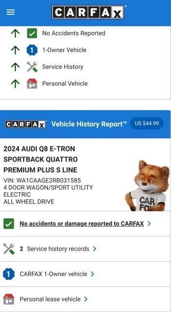 used 2024 Audi Q8 e-tron car, priced at $52,974