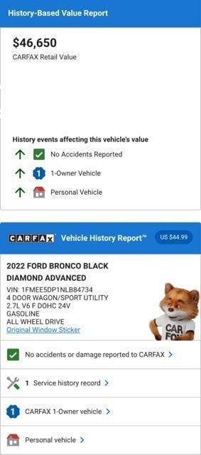 used 2022 Ford Bronco car, priced at $42,974