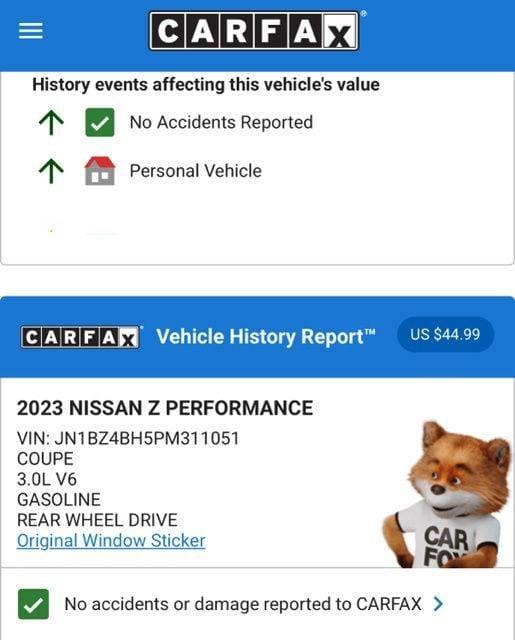 used 2023 Nissan Z car, priced at $37,974