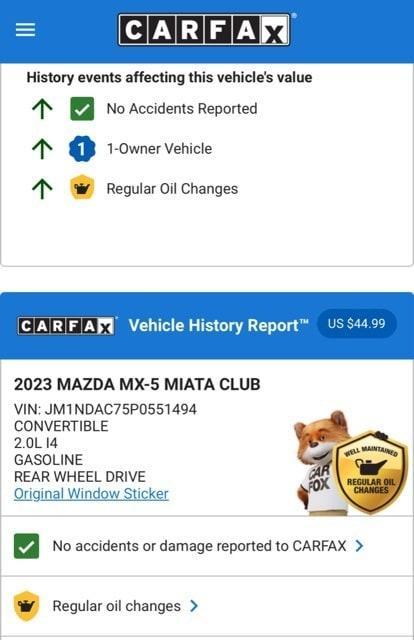 used 2023 Mazda MX-5 Miata car, priced at $30,974