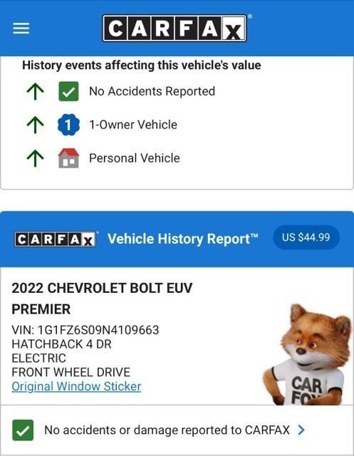 used 2022 Chevrolet Bolt EUV car, priced at $22,974
